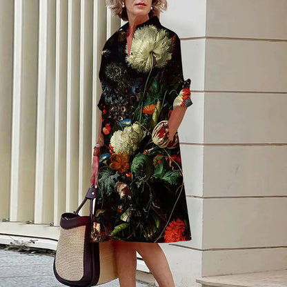 Coral | Print-Hemdkleid mit Langarm