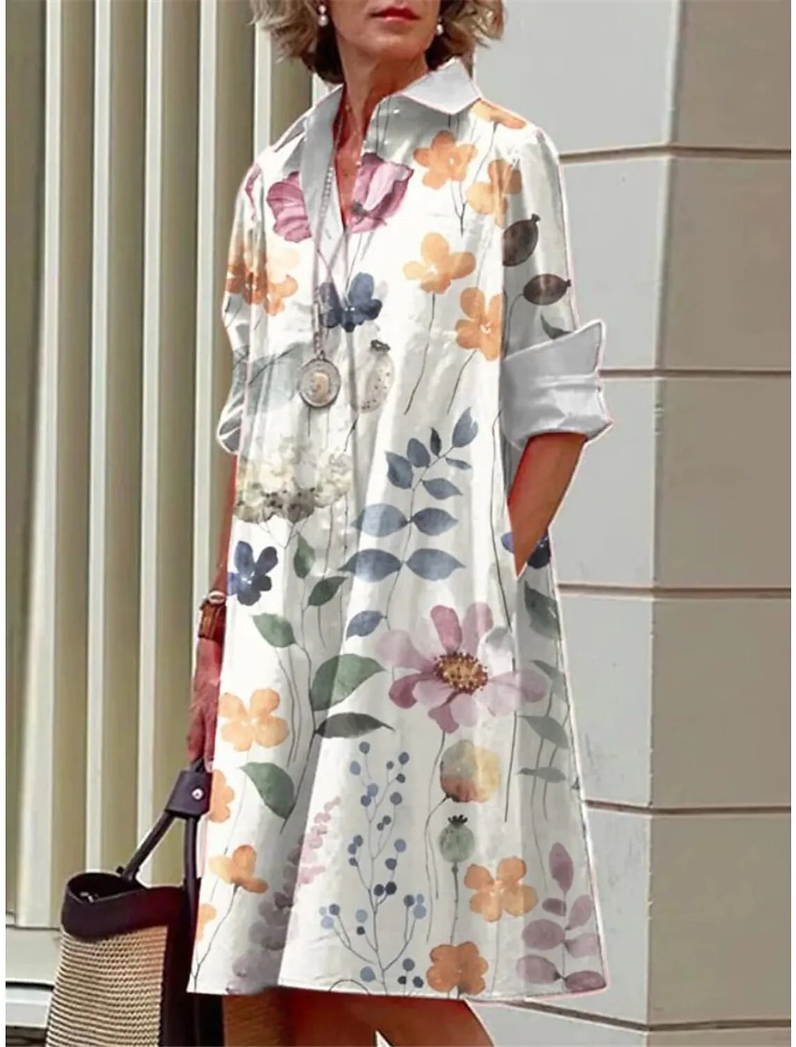 Bella | Blumen-Minikleid mit Hemdkragen