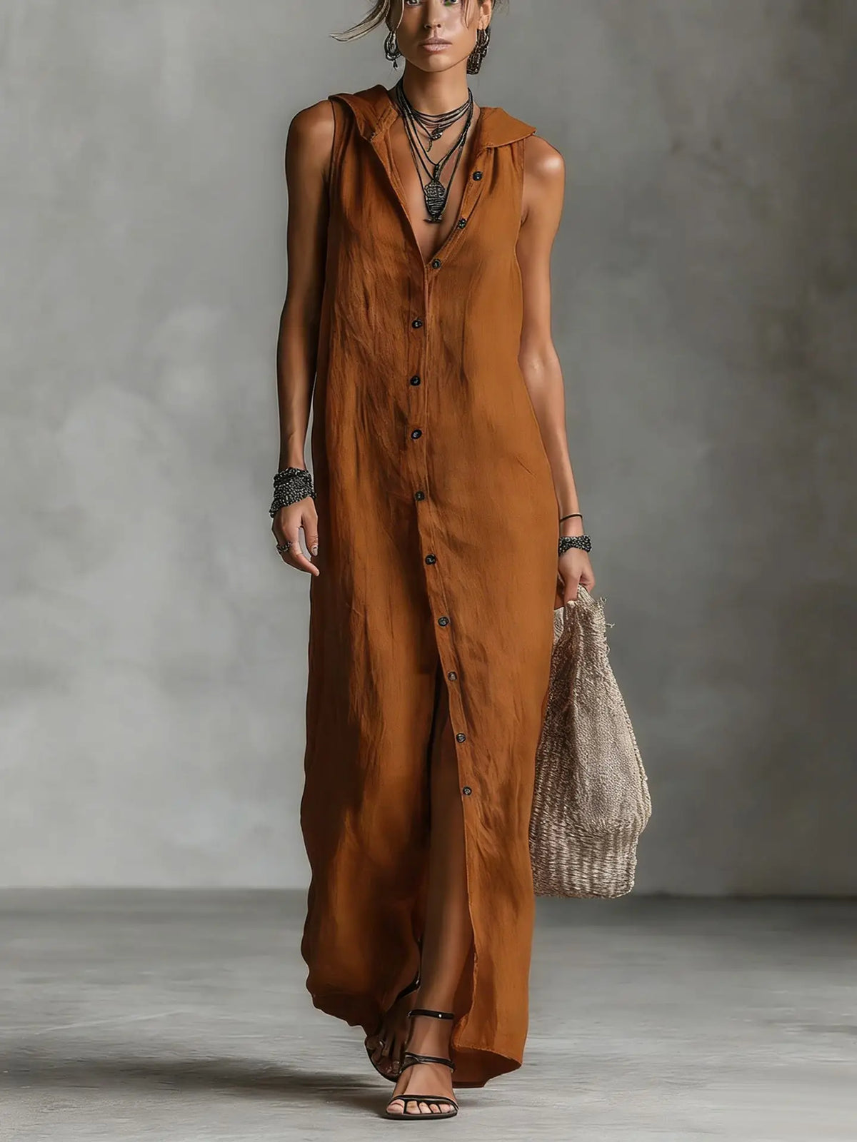 Palma | Ärmelloses Kleid mit Kapuze