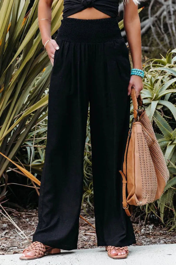 Rosa | Wide-Leg-Strandhose mit Kordelzug