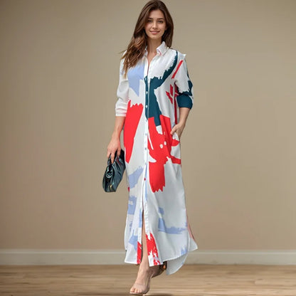 Aria | Print-Hemdblusenkleid mit Seitenschlitz