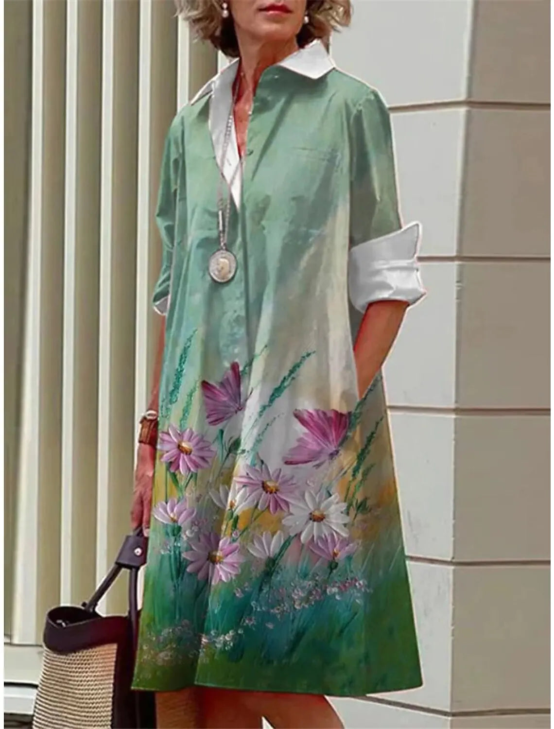 Bella | Blumen-Minikleid mit Hemdkragen