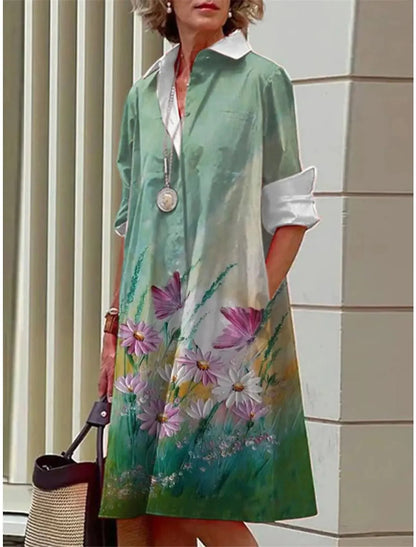 Bella | Blumen-Minikleid mit Hemdkragen