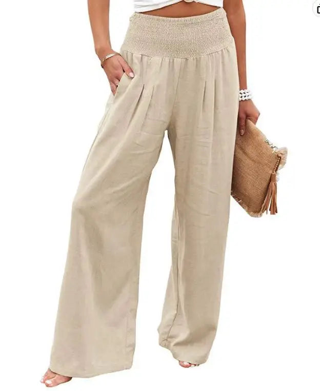 Rosa | Wide-Leg-Strandhose mit Kordelzug