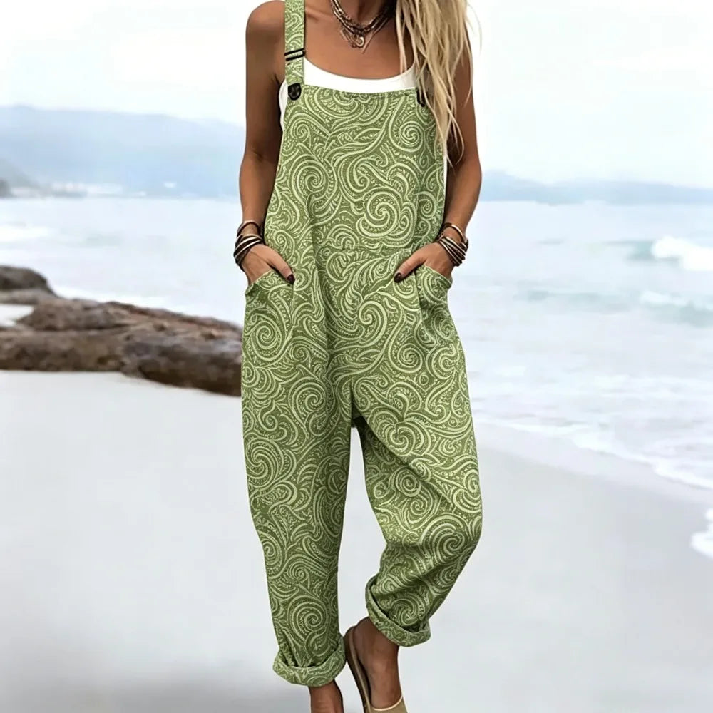 Duna | Ärmelloser Boho-Print-Jumpsuit