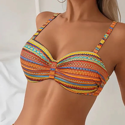 ZARA | STRIPED SIDE-TIE HIGH WAIST BIKINI SET