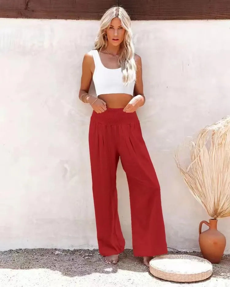 Rosa | Wide-Leg-Strandhose mit Kordelzug