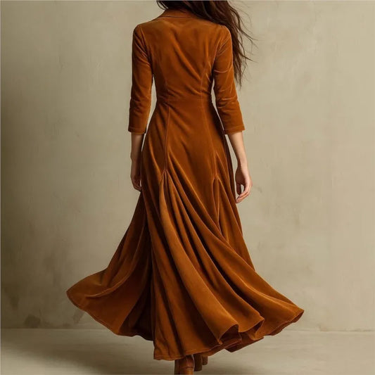 Vera | Samt-Maxikleid mit Blazerkragen