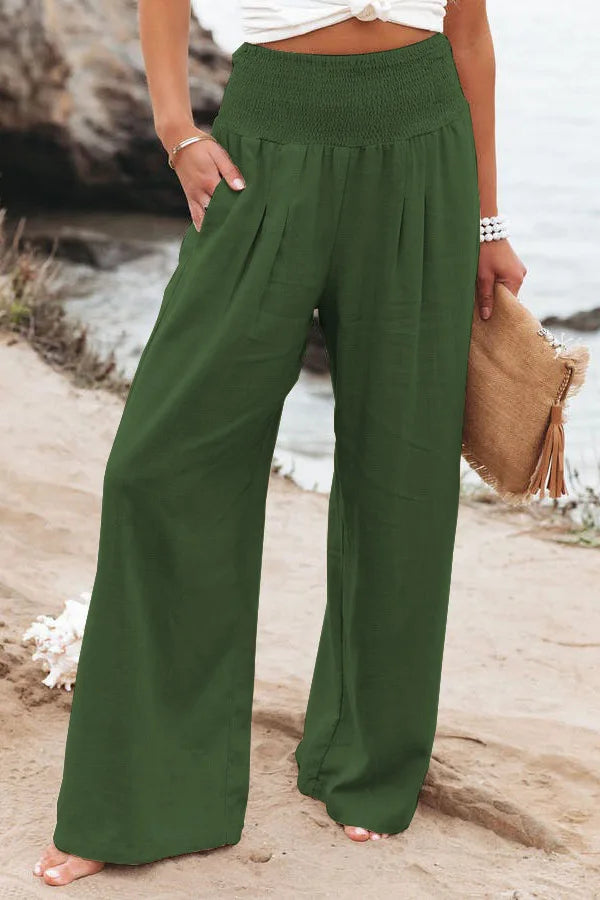 Rosa | Wide-Leg-Strandhose mit Kordelzug