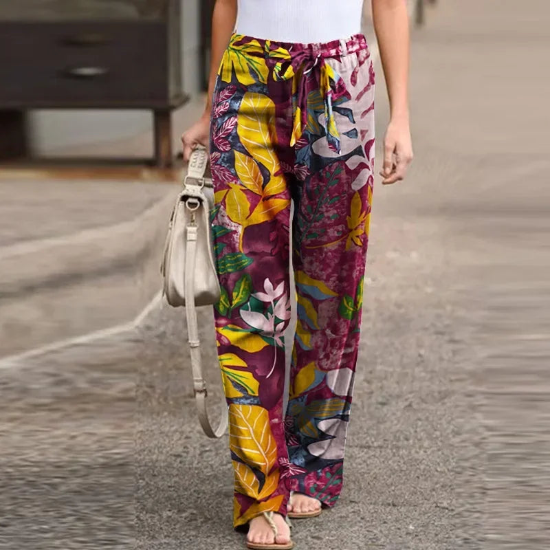 Elena | Blumen-Print-Hose, Straight Leg