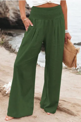 Rosa | Wide-Leg-Strandhose mit Kordelzug