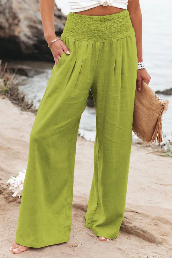 Rosa | Wide-Leg-Strandhose mit Kordelzug