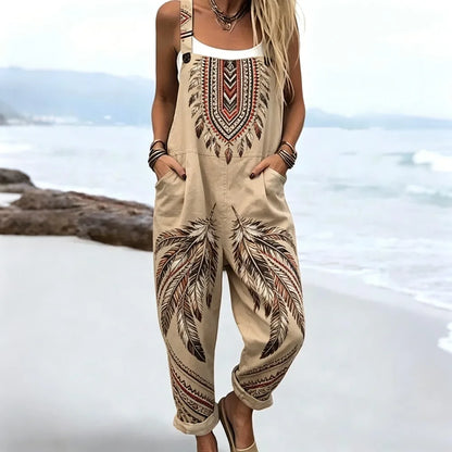 Duna | Ärmelloser Boho-Print-Jumpsuit