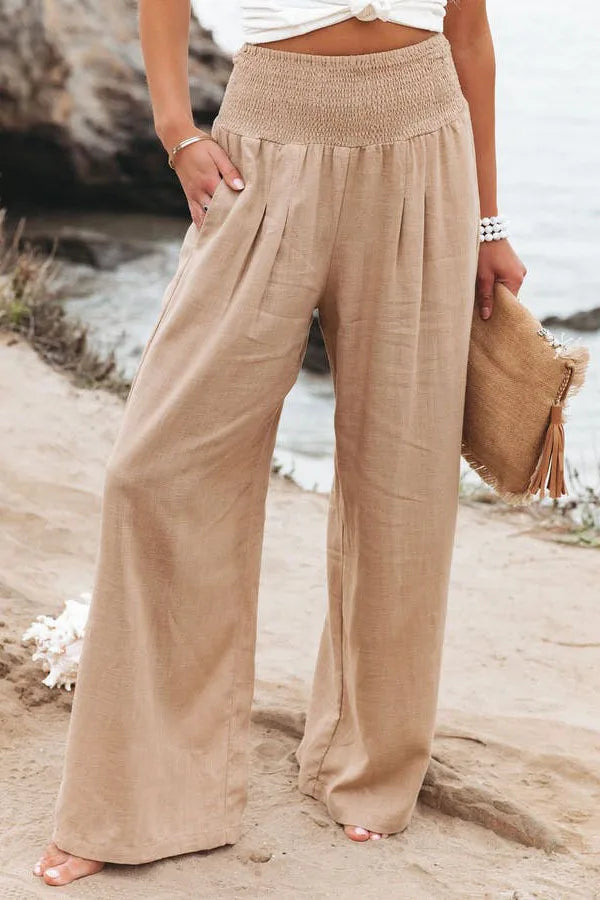 Rosa | Wide-Leg-Strandhose mit Kordelzug