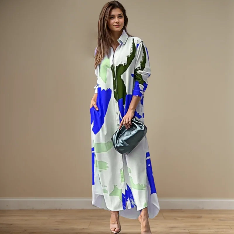 Aria | Print-Hemdblusenkleid mit Seitenschlitz