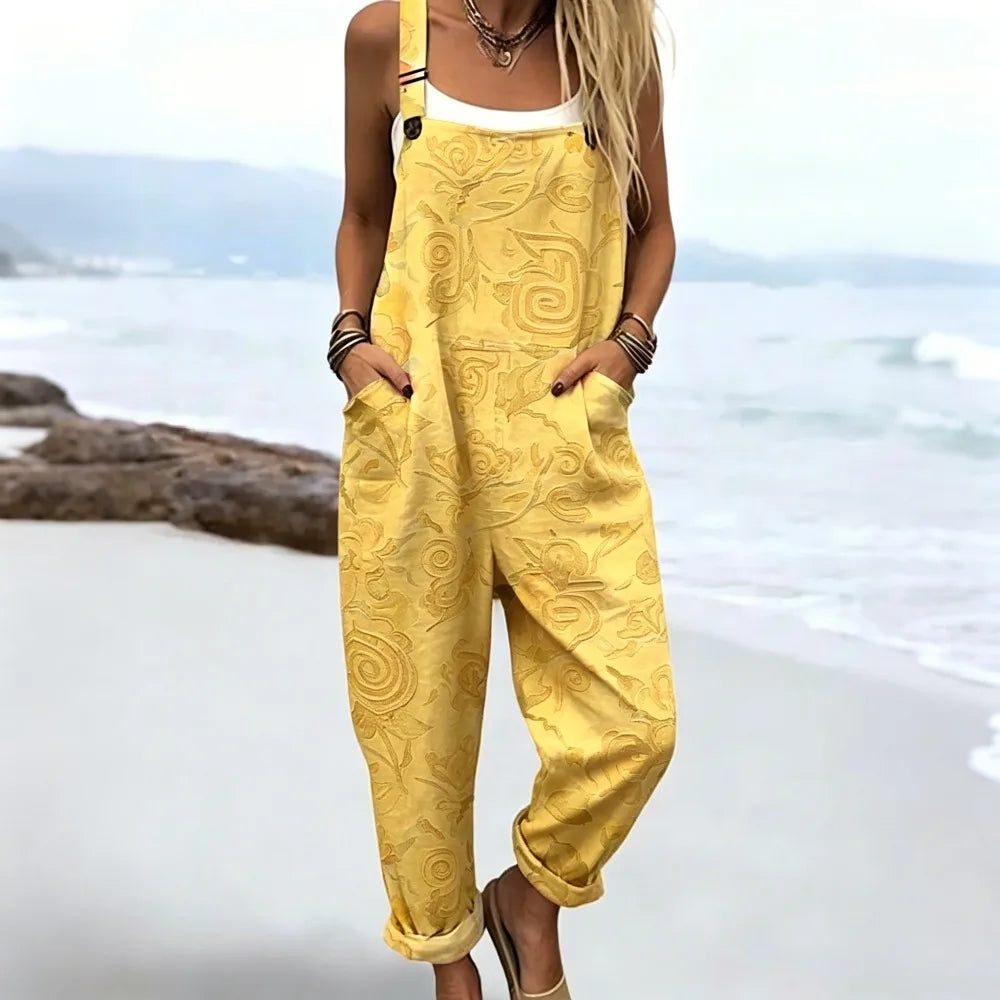 Duna | Ärmelloser Boho-Print-Jumpsuit