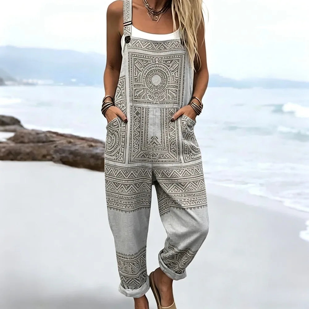Duna | Ärmelloser Boho-Print-Jumpsuit