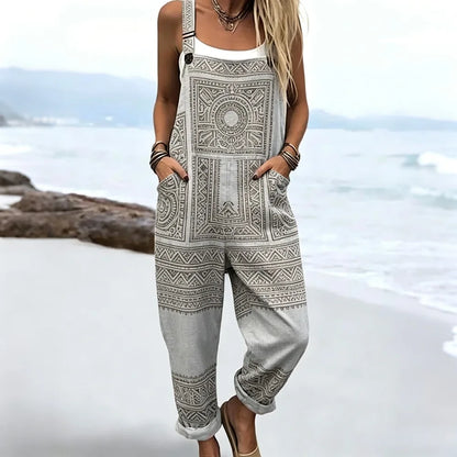 Duna | Ärmelloser Boho-Print-Jumpsuit