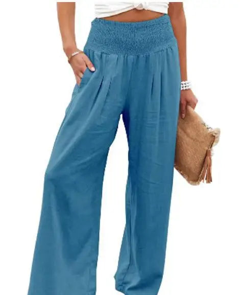 Rosa | Wide-Leg-Strandhose mit Kordelzug