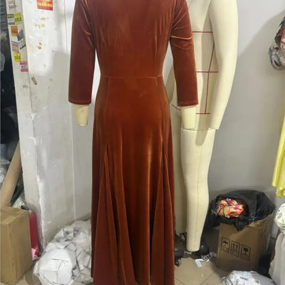 Vera | Samt-Maxikleid mit Blazerkragen