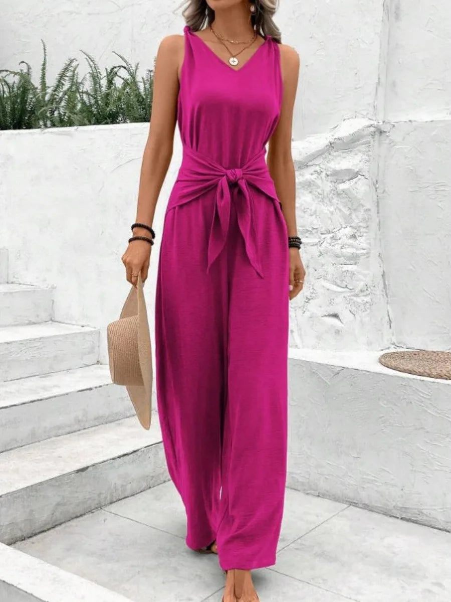 Perla | Schnür-Jumpsuit mit V-Ausschnitt
