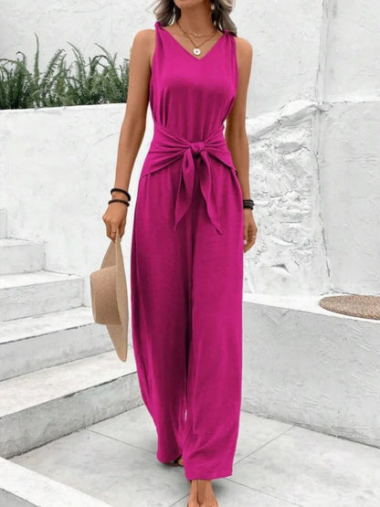 Perla | Schnür-Jumpsuit mit V-Ausschnitt