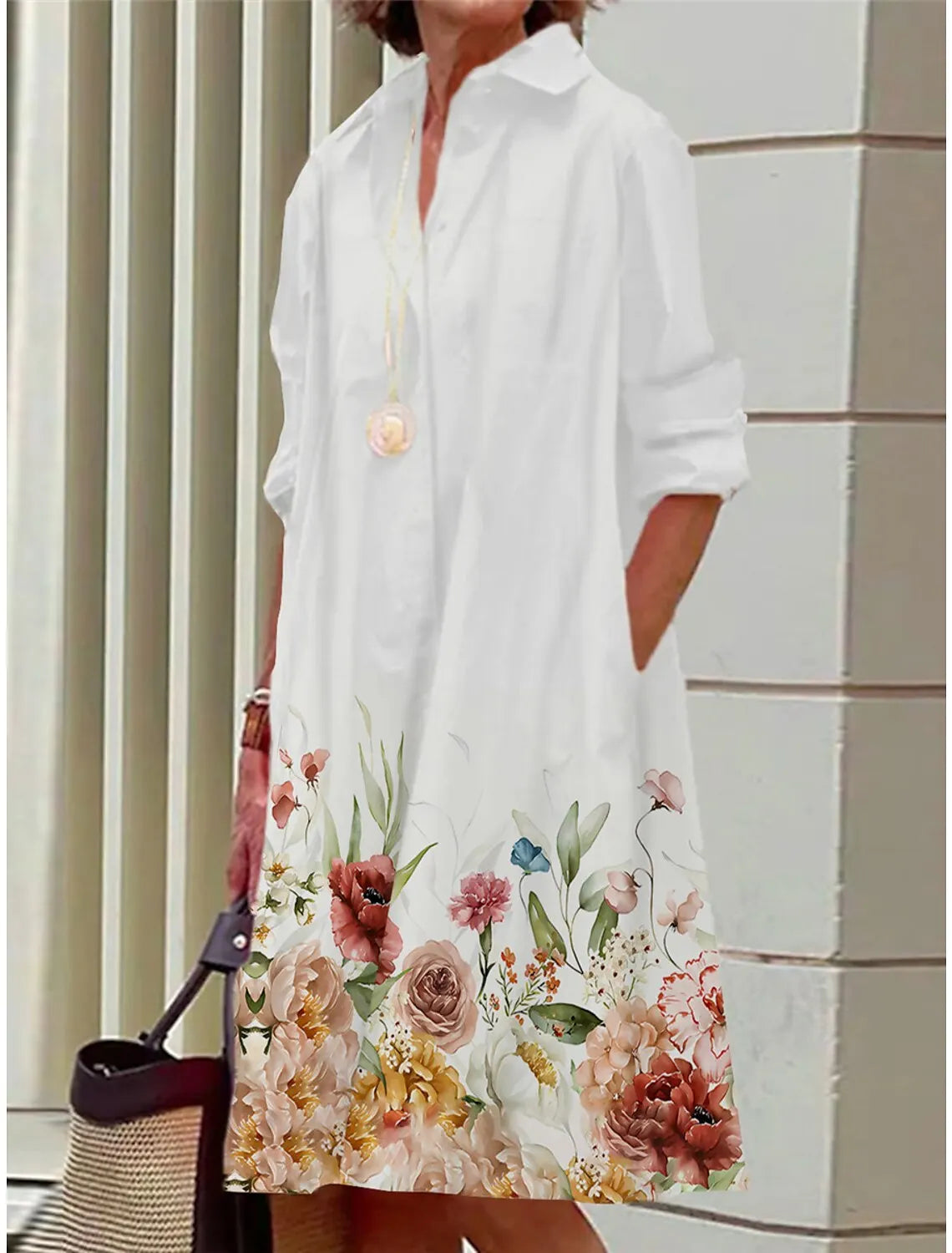 Bella | Blumen-Minikleid mit Hemdkragen