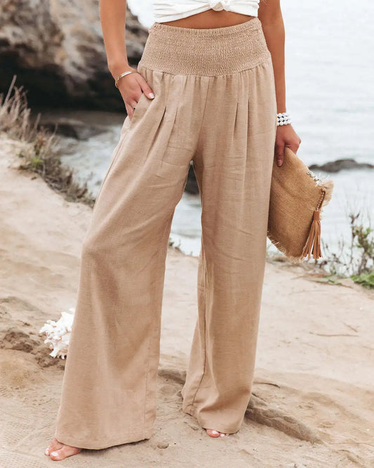 Rosa | Wide-Leg-Strandhose mit Kordelzug