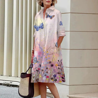 Coral | Print-Hemdkleid mit Langarm