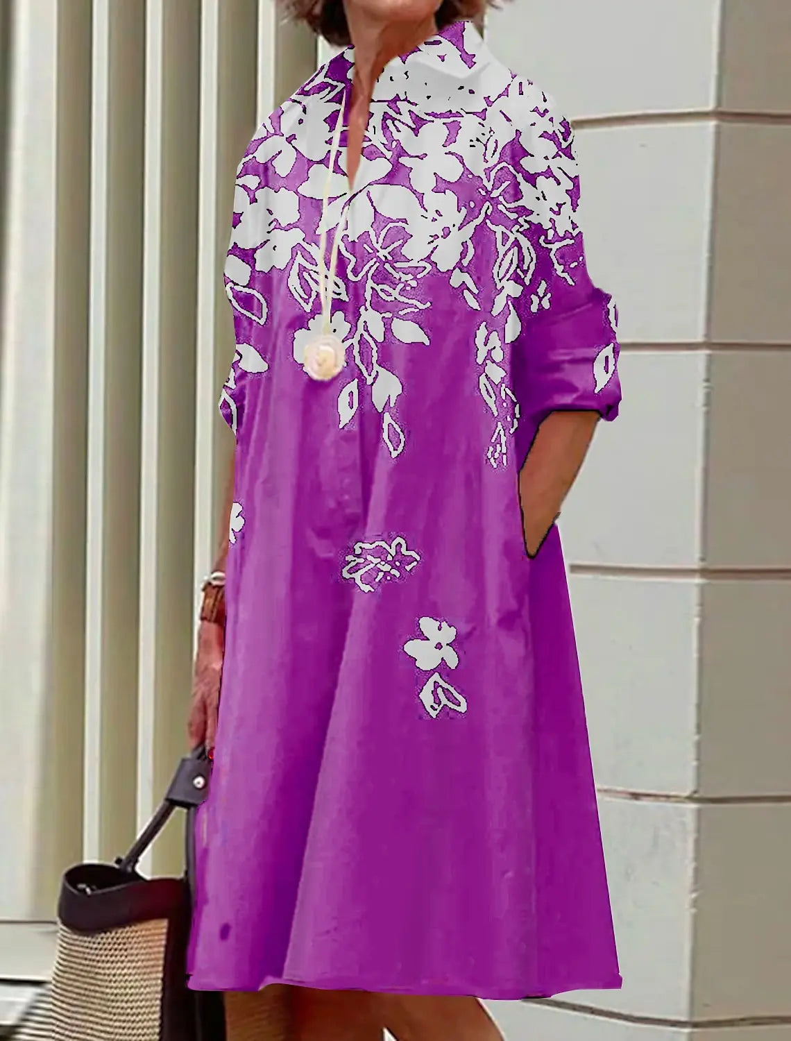 Bella | Blumen-Minikleid mit Hemdkragen