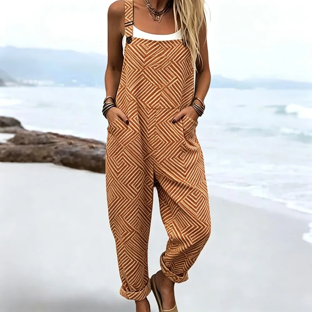 Duna | Ärmelloser Boho-Print-Jumpsuit