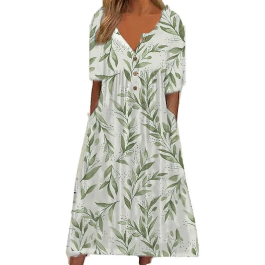 Flora | Blumen-Maxikleid mit Knopfleiste