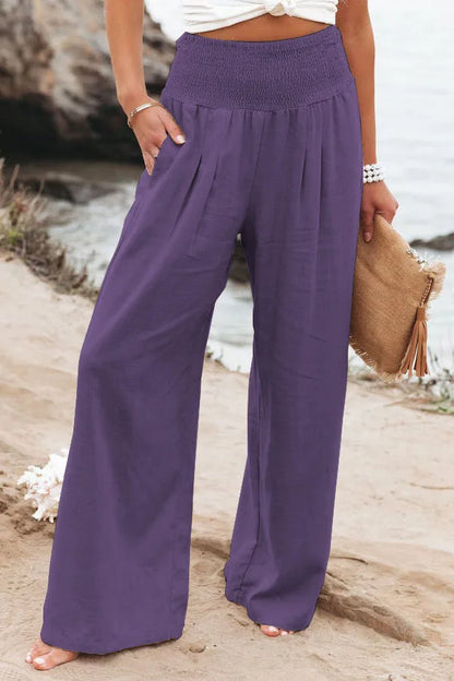 Rosa | Wide-Leg-Strandhose mit Kordelzug
