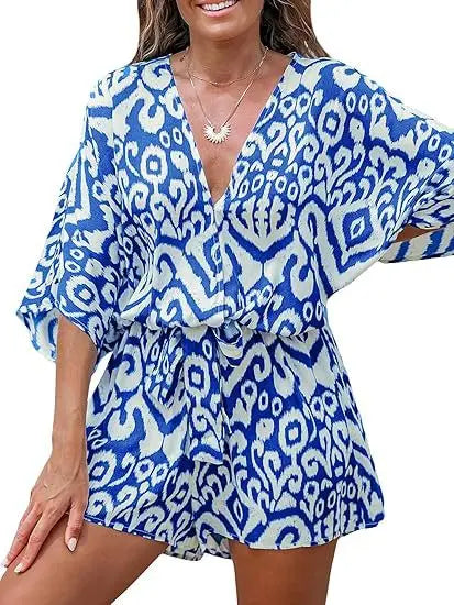 Mar | Print-Jumpsuit mit V-Ausschnitt