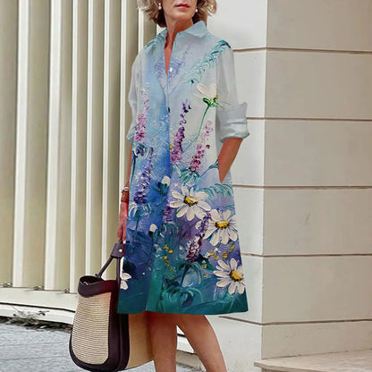 Coral | Print-Hemdkleid mit Langarm