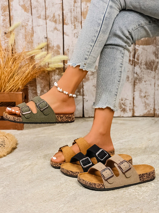 Clara | Pantoletten mit Kork-Optik