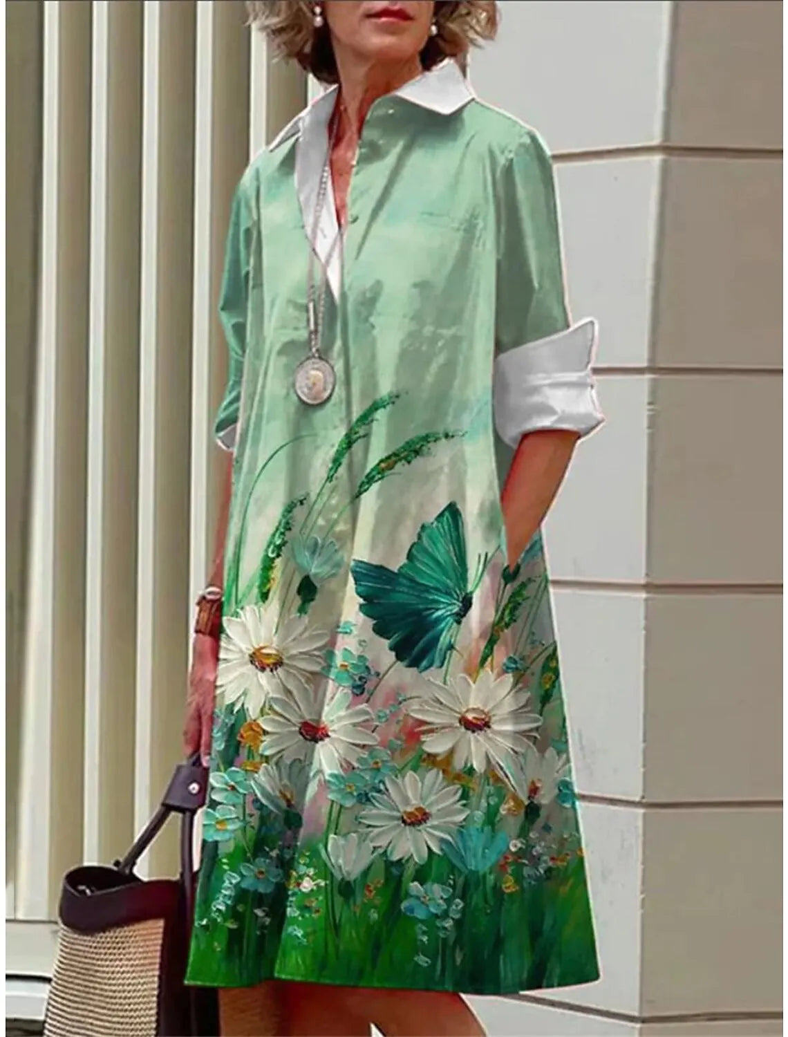 Bella | Blumen-Minikleid mit Hemdkragen