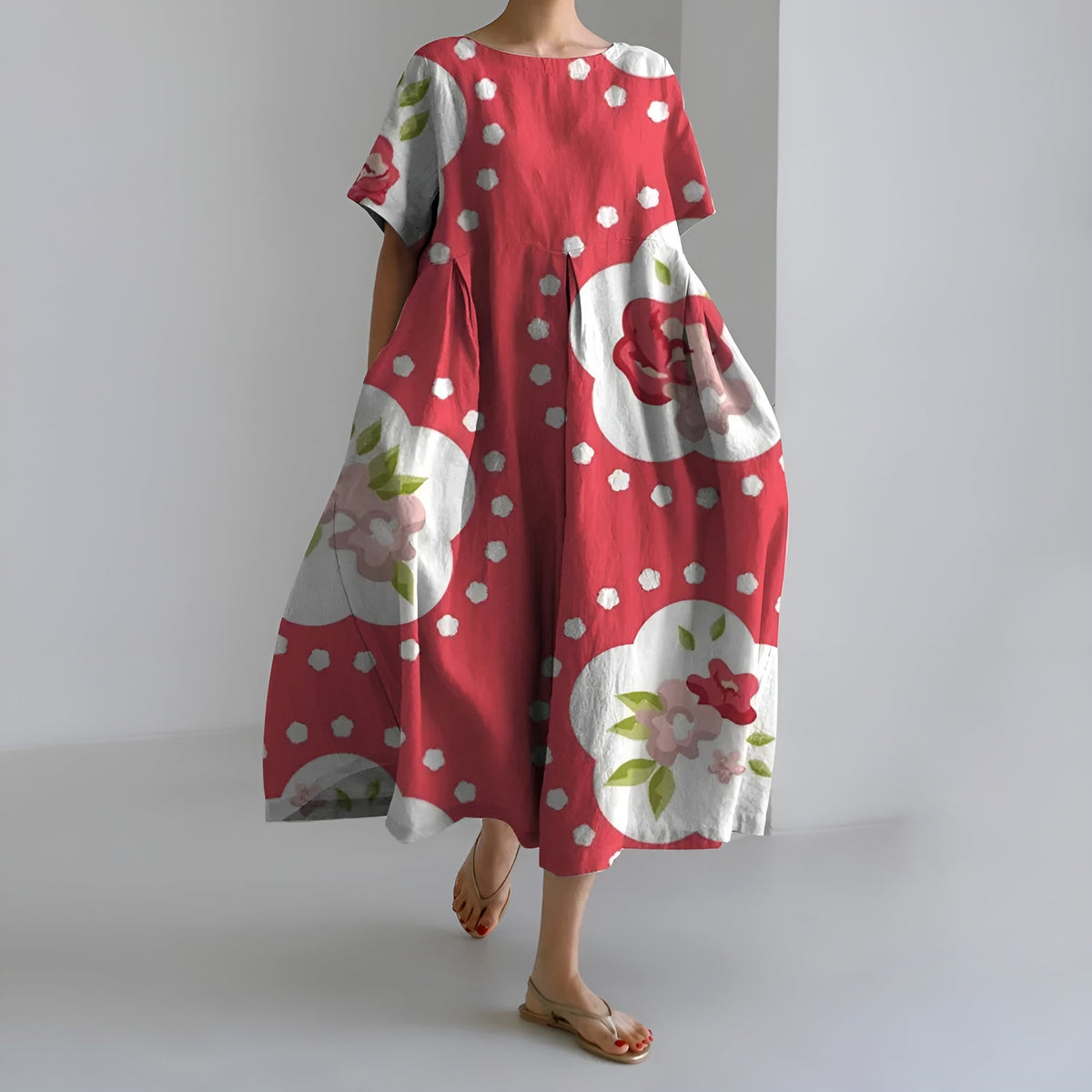 MEERI | ARTISTIC MAXI DRESS WITH VINTAGE FLORAL PATTERN AND EFFORTLESS ELEGANCE