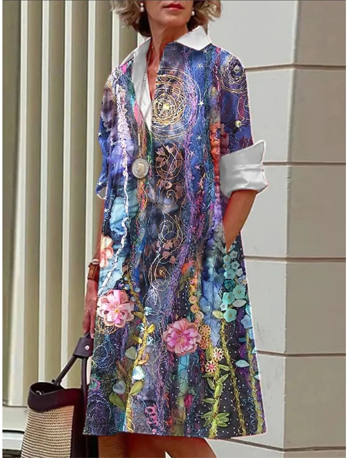 Bella | Blumen-Minikleid mit Hemdkragen