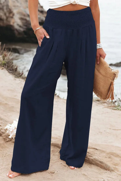 Rosa | Wide-Leg-Strandhose mit Kordelzug