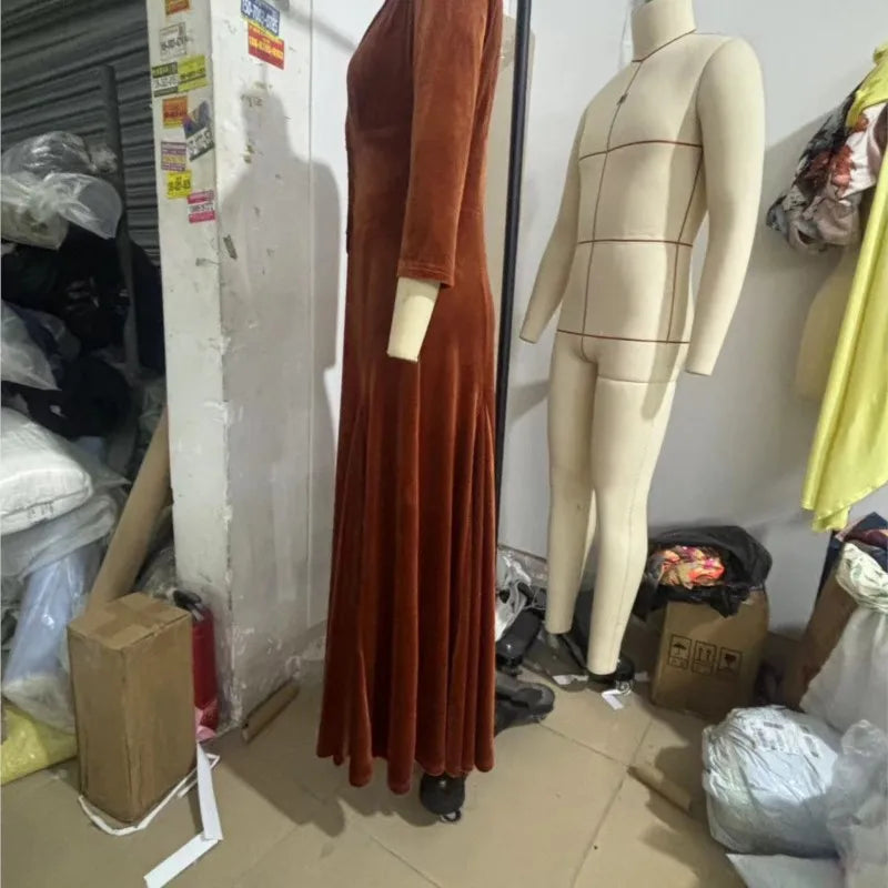 Vera | Samt-Maxikleid mit Blazerkragen