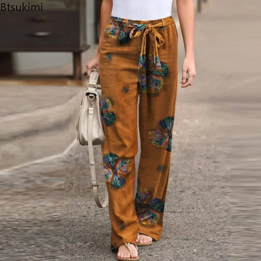 Elena | Blumen-Print-Hose, Straight Leg