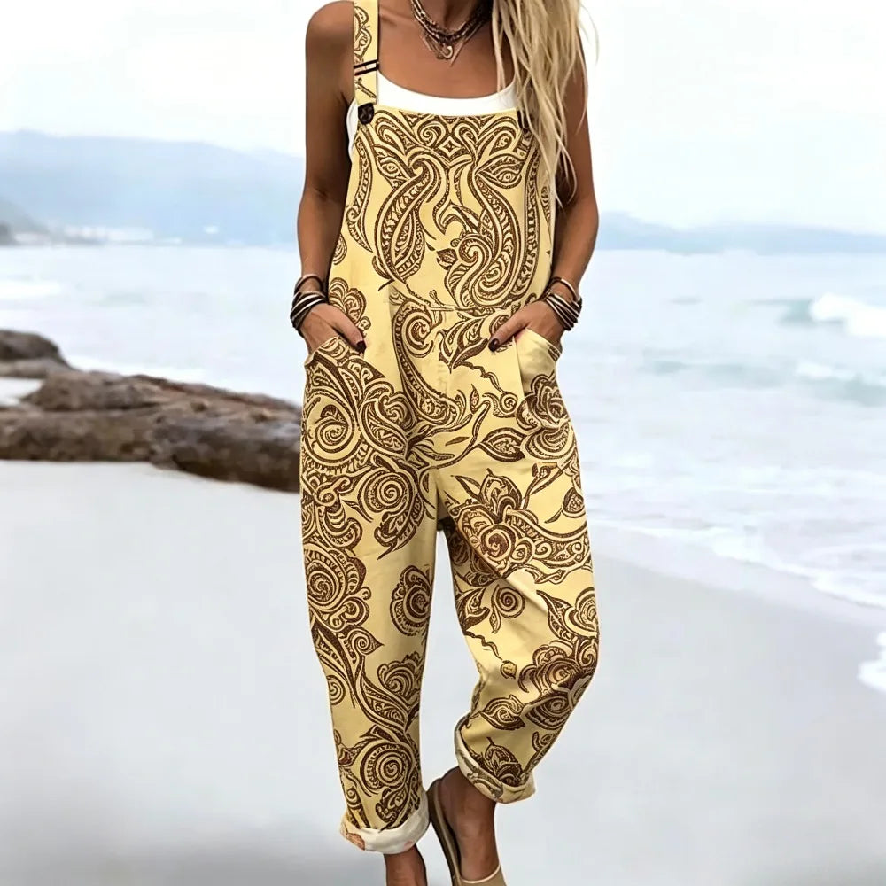 Duna | Ärmelloser Boho-Print-Jumpsuit