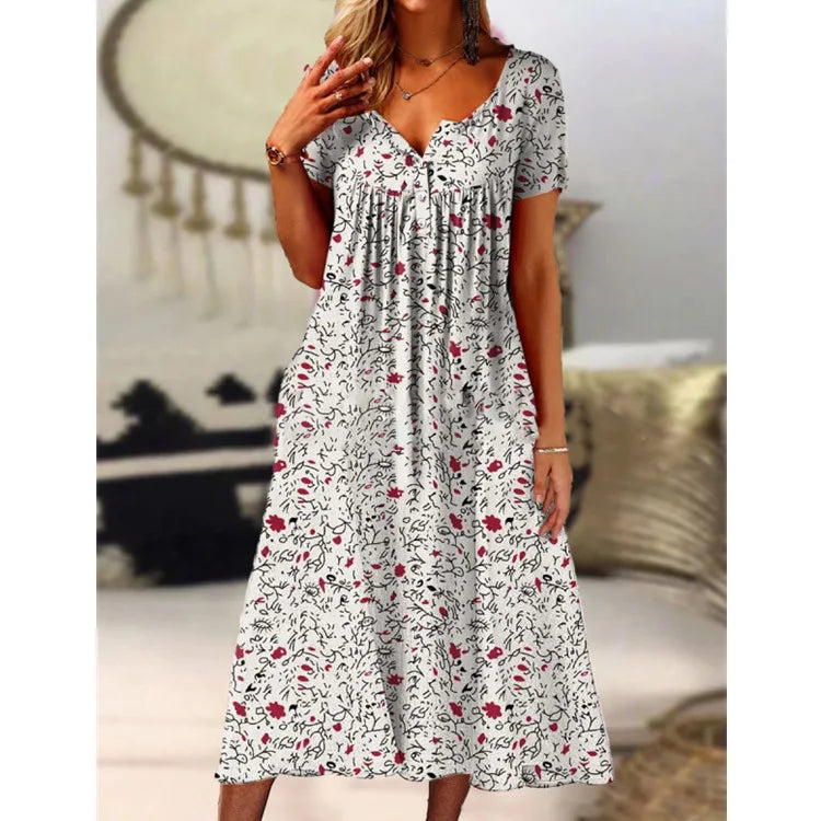 Flora | Maxikleid mit Blumenmuster und Knopfleiste