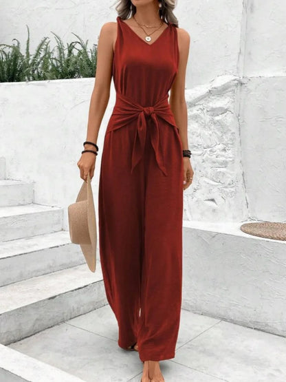 Perla | Schnür-Jumpsuit mit V-Ausschnitt