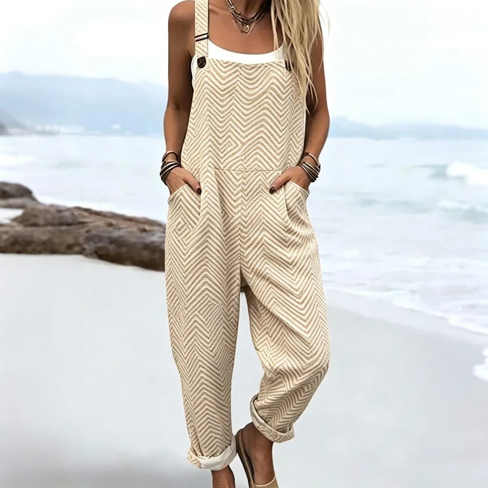 Duna | Ärmelloser Boho-Print-Jumpsuit