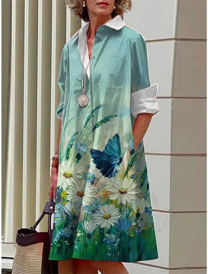 Bella | Blumen-Minikleid mit Hemdkragen