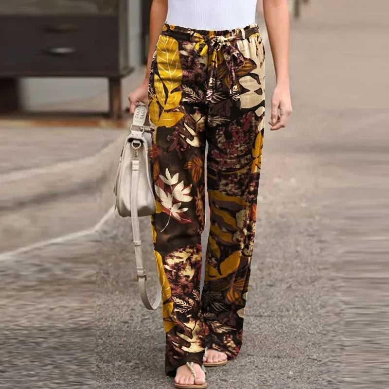 Elena | Blumen-Print-Hose, Straight Leg