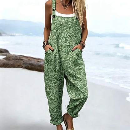 Duna | Ärmelloser Boho-Print-Jumpsuit