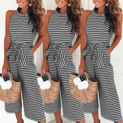 Alba | Gestreifter Jumpsuit mit Gürtel